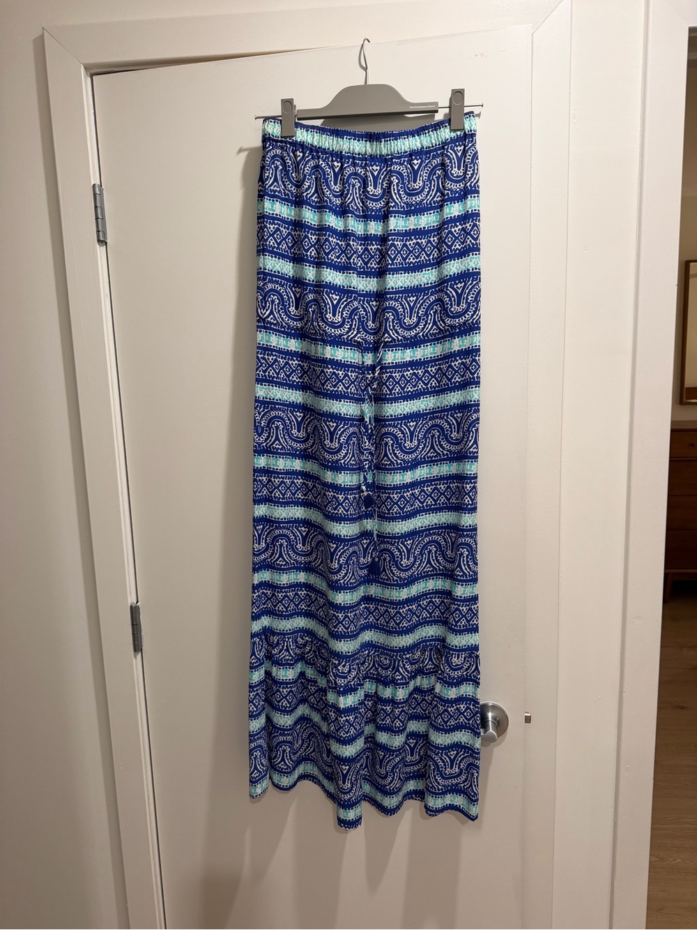 Vineyard Vines Blue and Teal Strapless Maxi Dress